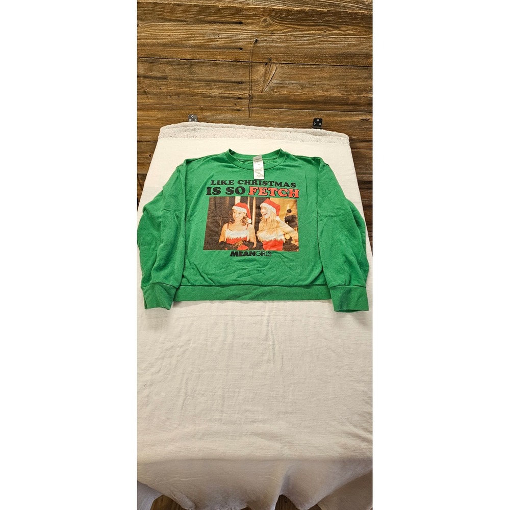 Mean Girls Like Christmas Is So Fetch Green Graphic Sweatshirt XL Women Holiday